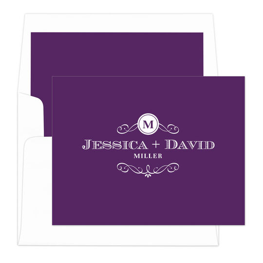Initial Scroll Folded Note Cards